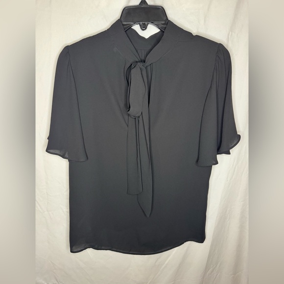 Express Mock Neck Tie Back Flutter Sleeve - Picture 3 of 4